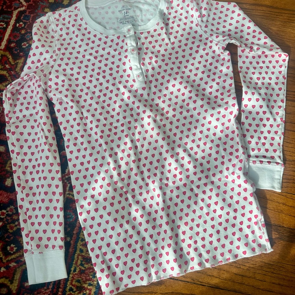 Roller Rabbit Kids red heart pajama top sz 14